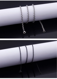 Detailed comparison of silver and black O-chain necklaces with lobster clasps