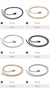 Stainless steel necklace chains in black, gold, and silver with lobster clasps