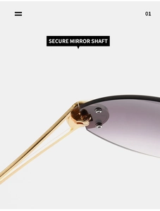 Détail du joint métallique robuste sur des lunettes de soleil Y2K sans monture