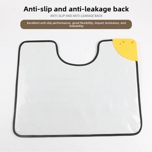 Detailed non-slip back view of toilet piano mat with U-shaped cutout and yellow control box