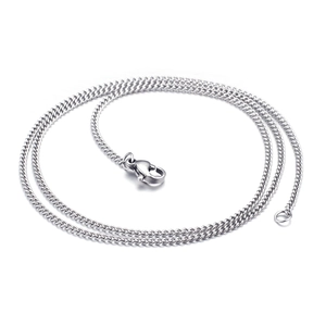 Classic silver-colored stainless steel curb chain necklace with secure lobster clasp
