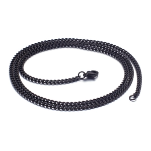 Classic gunmetal stainless steel curb chain necklace with a secure lobster clasp closure