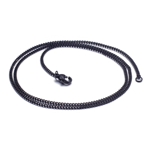 Minimalist black stainless steel curb chain necklace with a secure lobster clasp closure