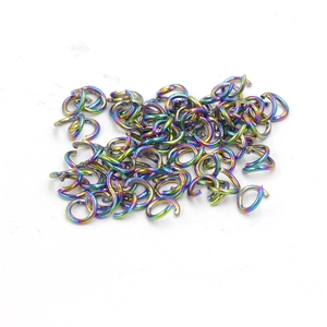 Rainbow stainless steel jump rings for jewelry making with vibrant metallic finish