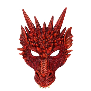 Vibrant red dragon cosplay mask for kids Halloween party decorations made of soft PU foam
