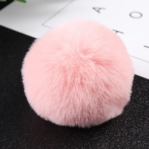 Pompon rosa de piel de conejo sintética de 8cm para bricolaje zapatos y sombreros