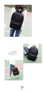 Detail shots of black leather travel backpack with zipper pocket and matte finish