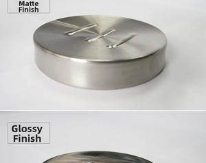 Comparison of brushed and mirror finish surfaces on stainless steel soap dishes