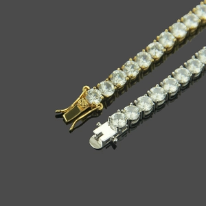 5mm single row cubic zirconia tennis bracelet in gold and silver finish for men