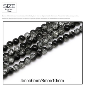 Size comparison of 4mm to 10mm cracked glass beads for DIY jewelry making