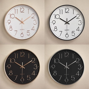 Modern Silent Wall Clock Minimalist Round Non Ticking Quartz Battery Operated Plastic Home Office Kitchen Decor