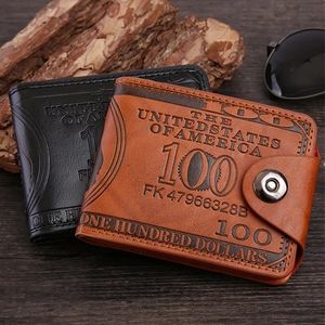 Vintage bi-fold dollar pattern wallets for men in brown and black faux leather