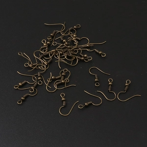 Crochets d'oreilles en bronze avec perle et ressort pour création de bijoux DIY