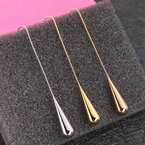 Stainless Steel Water Drop And Heart Shape Dangle Earrings Long Hook Minimalist Elegant Fashion Jewelry Women