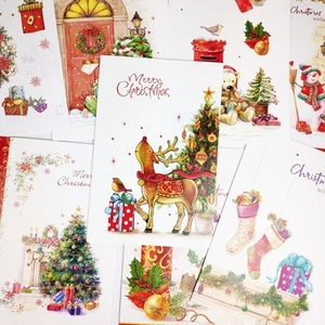 Detailed Christmas greeting card set featuring hand-drawn watercolor holiday illustrations