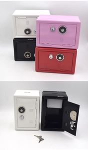 Mini cassaforte in metallo con quadrante meccanico e serratura a chiave in quattro colori