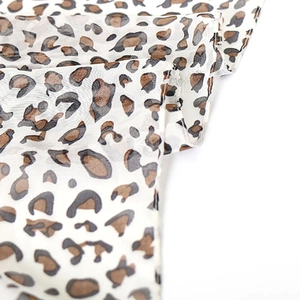 Lightweight leopard print chiffon scarf for women with elegant semi-transparent texture