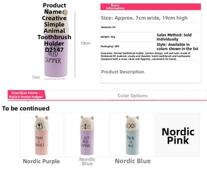 Detail view of portable cartoon animal travel toothbrush cases in pink blue and purple