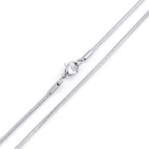 Collier chaîne serpent en acier inoxydable argenté poli avec fermoir mousqueton robuste