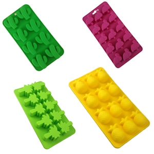 Silicone Baking Mold Ice Tray Pineapple Flamingo Cactus Coconut Tree Unicorn Shapes Flexible Heat Resistant Easy Release