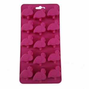 Rose red 15-cavity flamingo silicone mold for chocolate, ice cubes and baking treats