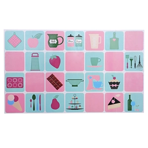 Adesivo murale cucina a quadretti rosa e blu resistente all'olio e alle alte temperature