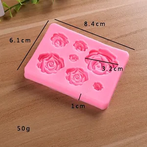 Moule rose en silicone à 7 roses pour chocolat et fondant, 8,4x6,1x1cm