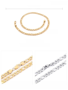 Collana Figaro da 7,5mm in oro e argento, con dettagli di lunghezza 555mm e peso di 40g