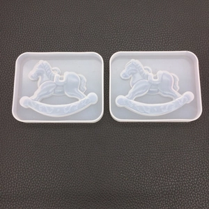 Detail of two-piece rocking horse silicone mold for DIY resin and plaster crafts