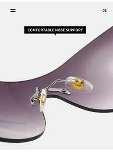 Détail des plaquettes de nez en silicone avec noyau doré pour lunettes de soleil Y2K