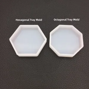 DIY silicone molds for resin casting in hexagonal and octagonal shapes for desk decor