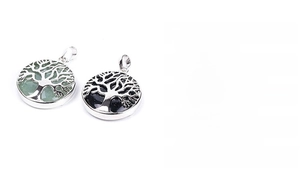 Detailed specs for Tree of Life pendants with natural green and black aventurine stones
