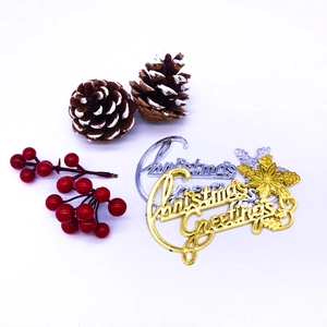 Christmas Greetings Letter Sign Ornaments Plastic Gold Silver Festive Tree Hanging Decorations Holiday Party Decor