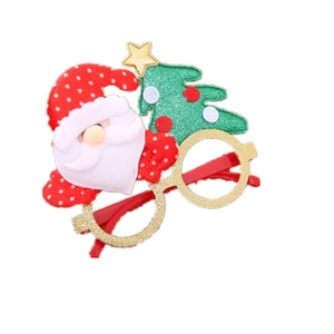Christmas tree decorative glasses with red reindeer antlers and sparkly sequins for parties