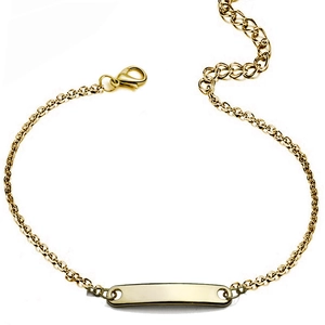 Detailansicht des verstellbaren goldenen ID-Armbands mit hochglanzpolierter Oberfläche