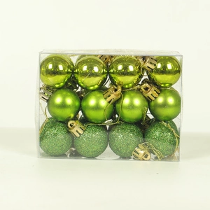 24pcs 3cm green Christmas ball ornaments set in plastic box with matte and glitter finishes