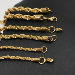 Polished gold stainless steel twist chain necklaces in 4mm 6mm and 8mm widths