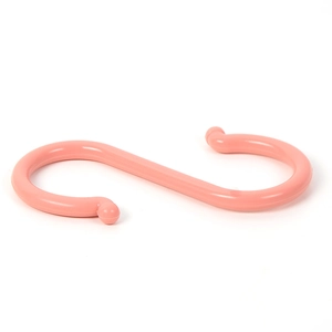 Versatile peach pink plastic S-shaped hook with smooth round safety ends for home hanging