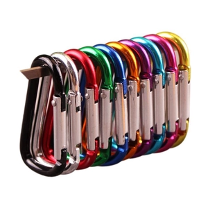 Set of 10 colorful D-shaped aluminum alloy carabiner hooks for outdoor and keychains