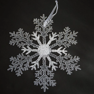 Décorations de flocon de neige en acrylique transparent pour sapin de Noël avec cordon