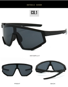 Detailed views showing anti-slip temples and matte frame of cycling sunglasses