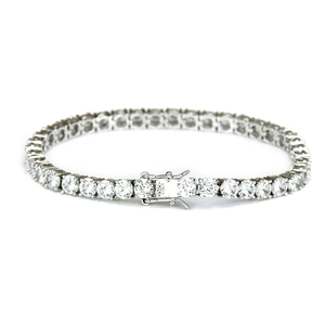 Single row 5mm silver tennis bracelet with micro-pave zircons for men in hip hop style