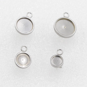 Set van 4 zilveren roestvrijstalen ronde bezel hangers voor DIY sieraden maken