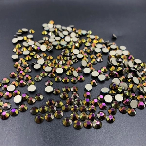 Macro detail of colorful multifaceted flatback rhinestones for nail art decoration