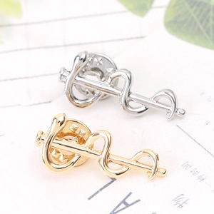 Medical Rod Of Asclepius Caduceus Brooch Alloy Professional Lapel Pin For Doctors Nurses Gold Silver