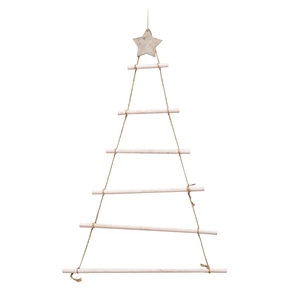 Nordic minimalist wooden Christmas tree wall hanging with star topper and jute rope