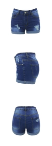 Detailansicht der Jeans-Shorts mit Used-Look, umgeschlagenem Saum und Rissen