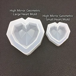 Stampo in silicone a cuore geometrico lucido per resina e decorazioni in gesso fai da te