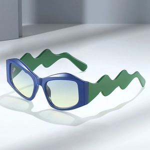 Irregular Sunglasses With Wavy Temple PC Frame UV400 Protection Y2K Personality Hip Hop Fashion Eyewear For Men Women