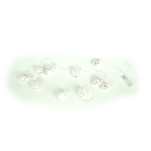 2.1m LED Christmas string lights with white speckled cone-shaped covers on white background